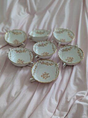 Set of 7 Royal Crown Derby Bourbonnais Soup Bowls